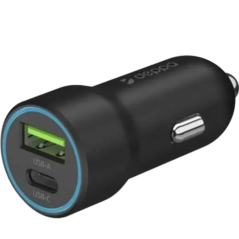 Зарядное устройство автомобильное Deppa 20W USB-A/Type-C, черное