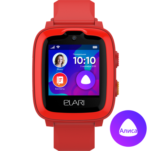 Часы-телефон ELARI детские KidPhone 4G с Алисой и GPS, красные