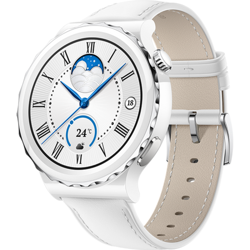 Умные часы HUAWEI Watch GT 3 Pro, белый керамический корпус с серебряным безелем