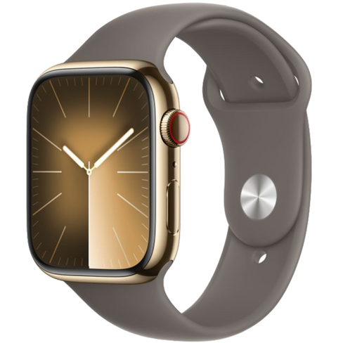 Умные часы Apple Watch Series 9, 45 мм, Clay Sport Band, Gold Stainless Steel, Size S/M (MRPK3)