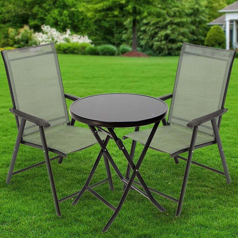 Мебель садовая Твикс, черная, стол, 70х70 см, 2 кресла, 120 кг, Y84-0001