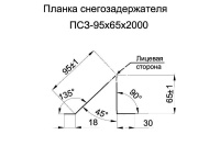 Планка снегозадержателя 95х65х2000