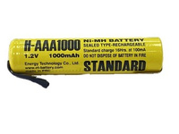 Аккумулятор H-AAA1000-T 1.2V, 1000 mAh Ni-Mh две ножки, горизонтальный монтаж ET