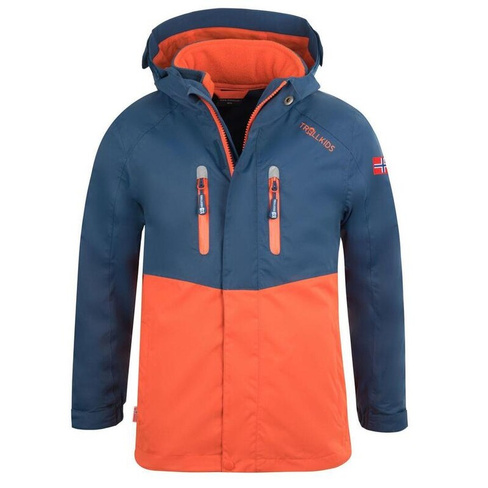 Детская куртка 3в1 Bryggen Водонепроницаемая Мистик Синий/Оранжевый TROLLKIDS, цвет orange