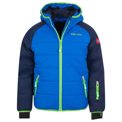 Детская лыжная куртка Hafjell темно-синий/средне-синий/зеленый TROLLKIDS, цвет blau