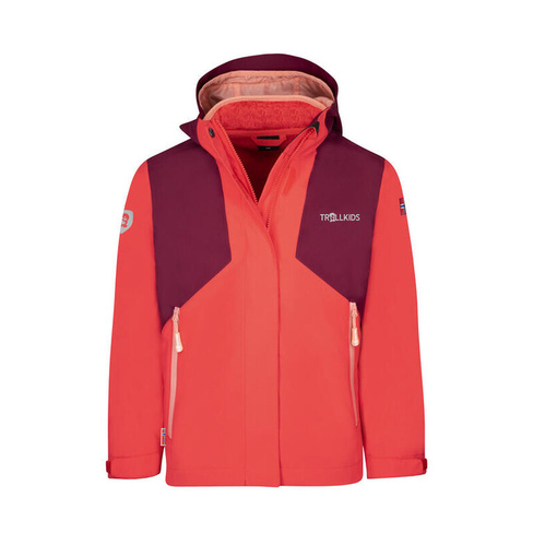 Куртка 3 в 1 для девочек PREIKESTOLEN Бордовый/Светло-вишнево-красный/Розовый георгин TROLLKIDS, цвет braun