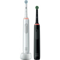 Электрическая зубная щетка Oral-B Pro 3 3500 Duo насадки для щётки: 2шт, цвет: белый и черный