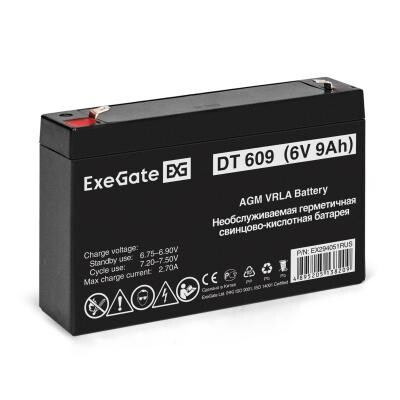 Аккумуляторная батарея ExeGate DT 609 (6V 9Ah, клеммы F1) Exegate