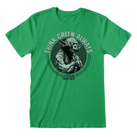 Зеленая футболка Yoda Think Green с короткими рукавами DISNEY, цвет verde