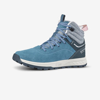 Зимняя обувь детского размера. 35–38 Теплые водонепроницаемые кожаные шнуровки для походов — SH500 QUECHUA, цвет blau