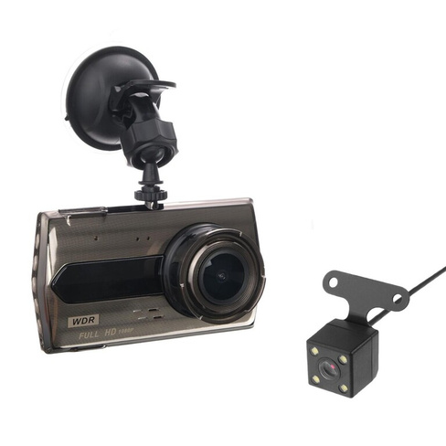 Видеорегистратор 2 камеры, hd 1080p, ips 4.0 wdr, обзор 170° No brand