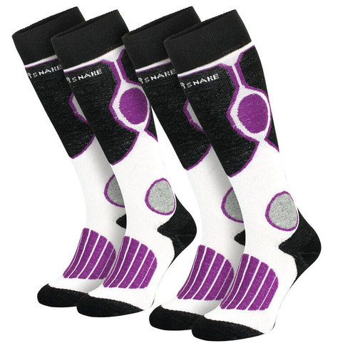 Мягкие лыжные носки | 2 пары | Женщина и мужчина | Черный/Белый/Фиолетовый BLACK SNAKE, цвет purpura