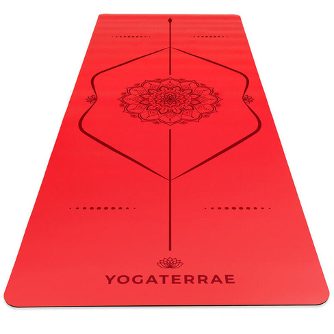 Нескользящий коврик для йоги из натурального каучука PU - MANDALA BODY LINES красный Yogaterrae, цвет rot