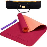 Нескользящий коврик для йоги из ТПЭ с ремнем для переноски и сумкой - гламурный розовый коралл Yogaterrae, цвет rosa