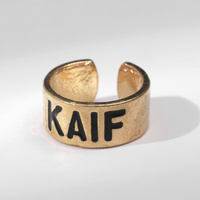 Кольцо с надписью kaif, цвет золото, безразмерное Queen fair