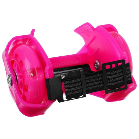 Ролики для обуви раздвижные onlytop, светящиеся колеса рu 70 мм, abec 5, цвет розовый ONLYTOP