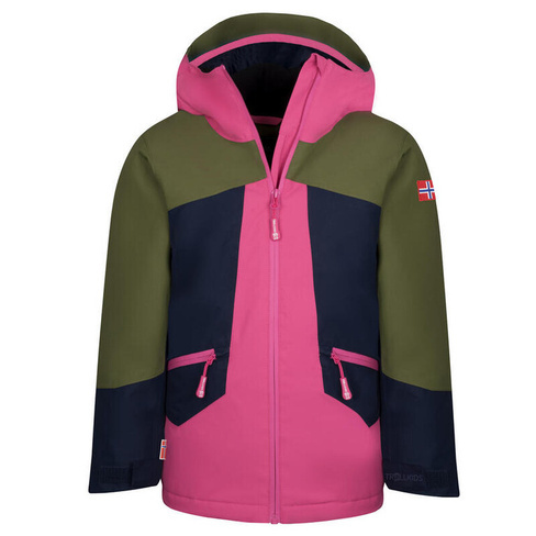 Лыжная куртка для девочки RAULAND Темно-оливковый/светло-пурпурный/темно-синий TROLLKIDS, цвет rosa
