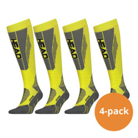 Лыжные носки унисекс Racer высотой до колена, 4 шт. неоново-желтого цвета HEAD, цвет gelb