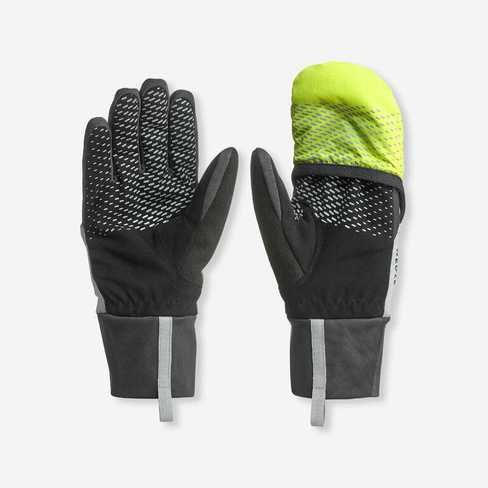Лыжные перчатки, варежки для взрослых, туристические лыжи - 2 в 1 серо/желтый WEDZE, цвет grau