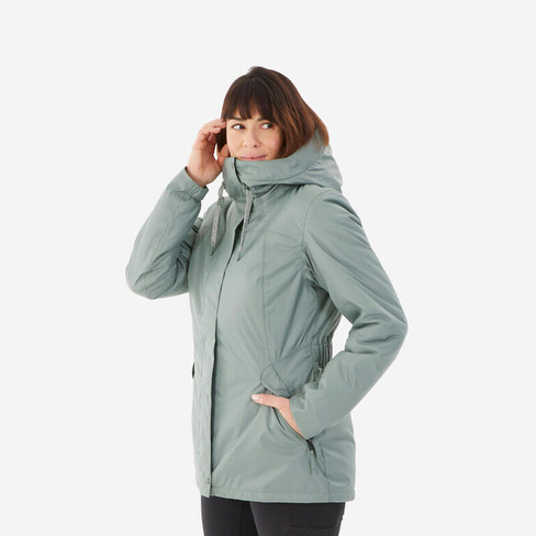 Женская зимняя куртка водонепроницаемая до -10°C для зимних походов - SH500 хаки QUECHUA, цвет gruen