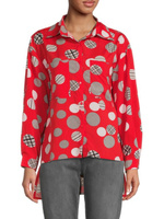 Рубашка свободного кроя с высоким низким вырезом и геометрическим принтом Patrizia Luca, красный