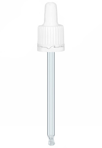 Крышка-пипетка с кпв D 18/410 для флакона 100 мл белая ребристая с белой резиновой грушей