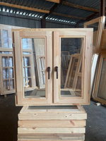 Деревянное окно со стеклопакетом ОДСП 900х900