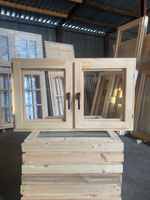 Деревянное окно со стеклопакетом ОДСП 600х1000