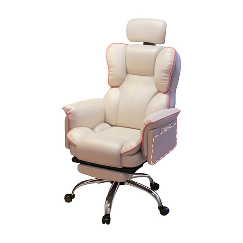 Игровое кресло Yipinhui P507, алюминий, подставка для ног, белый/розовый