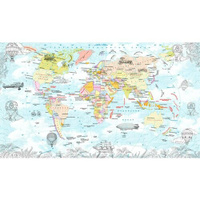 Моющиеся виниловые фотообои GrandPiK Карта мира для детей со странами, 450х260 см GrandPik