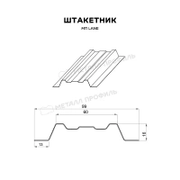 Штакетник LАNE 16,5х99 (ECOSTEEL 0.45 мм) Орех текстурированный