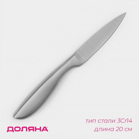 Нож для овощей кухонный доляна salomon, длина лезвия 9,5 см, цвет серебристый Доляна