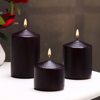 Набор свечей - цилиндров 3в1 (6х11 см, 6х8 см, 6х6,5 см), черный No brand