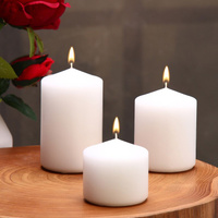 Набор свечей - цилиндров 3в1 (6х11 см, 6х8 см, 6х6,5 см), белый No brand