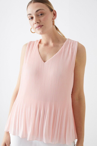 Высокая блузка без рукавов со складками Dorothy Perkins, розовый