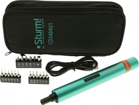 Отвертка аккумуляторная Sturm CD3404U1 USB набор бит, сумка, без ЗУ STURM