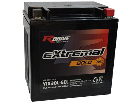 АКБ 30Ач "RDrive eXtremal GOLD GEL YIX30L-BS" О.П. 169х131х175