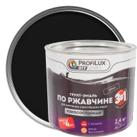 Грунт-эмаль по ржавчине 3 в 1 Profilux гладкая цвет чёрный 2.4 кг PROFILUX None