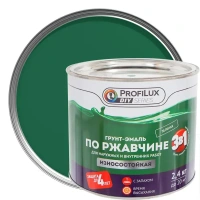 Грунт-эмаль по ржавчине 3 в 1 Profilux гладкая цвет зелёный 2.4 кг PROFILUX None