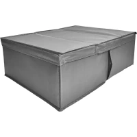 Короб для хранения с крышкой полиэстер 39x55x18 см серый Без бренда Короб для хранения тканевый