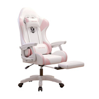 Игровое кресло Yipinhui DJ-06, 2 Gen, нейлон, подставка для ног, белый/розовый