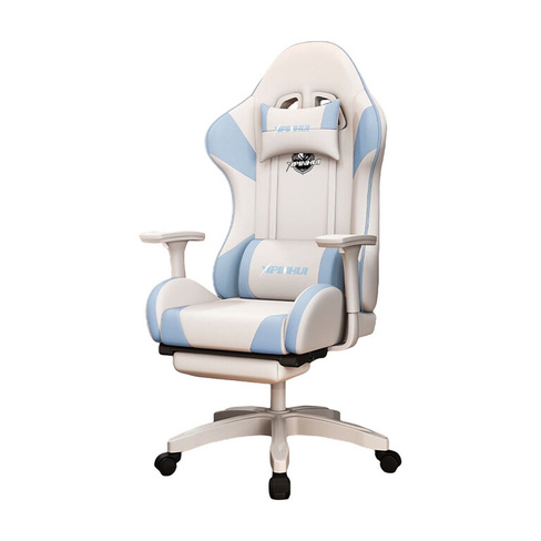 Игровое кресло Yipinhui DJ-05 Steel, PU, подставка для ног, нефритово-голубой