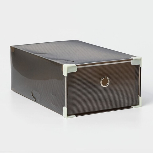 Коробка для хранения обуви выдвижная доляна large size, 22×34×13 см, цвет черный Доляна