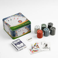 Покер, набор для игры (карты 54 шт, фишки 120 шт.), с номиналом, 15 х 15 см No brand