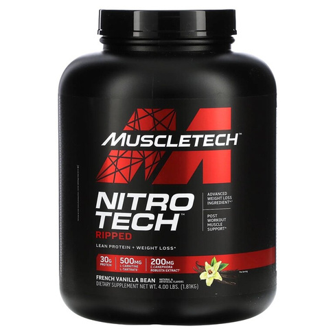 Muscletech Nitro Tech Ripped чистый протеин + формула для похудения французская ваниль 1,81 кг (4 фунта)