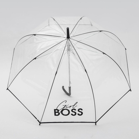 Зонт женский купол Girl boss, 8 спиц, d 88 см, прозрачный