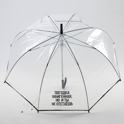 Зонт женский купол 'Погодка офигительная, но и ты не отстаёшь', 8 спиц, d 88 см, прозрачный