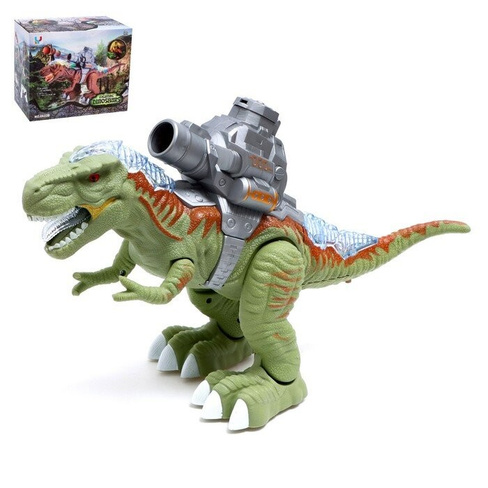 Динозавр 'Рекс', стреляет шарами, работает от батареек, свет и звук, цвет зелёный