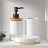 Набор аксессуаров для ванной комнаты SAVANNA 'Джуно', 3 предмета (мыльница, дозатор для мыла 280 мл, стакан), цвет белый