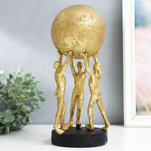 Сувенир полистоун 'Атланты с шаром' золото 12,5х12,5х32 см
